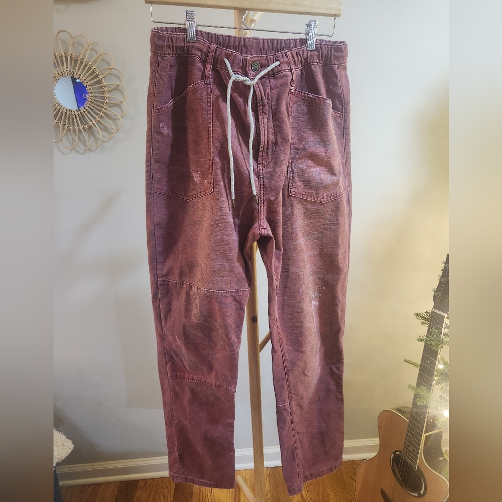 Pilcro The Trailblazer Patchwork Red Maroon Joggers Trousers Size M - Picture 3 of 10